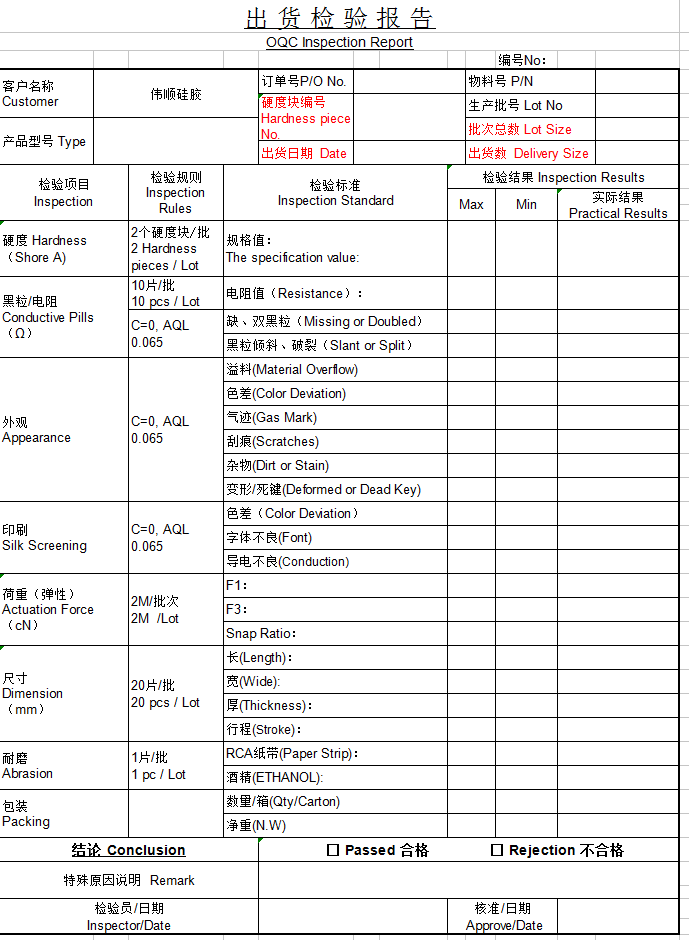 硅胶制品质量检测报告