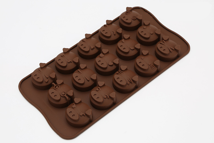 硅胶巧克力模,猪头巧克力模具,小猪烘焙模